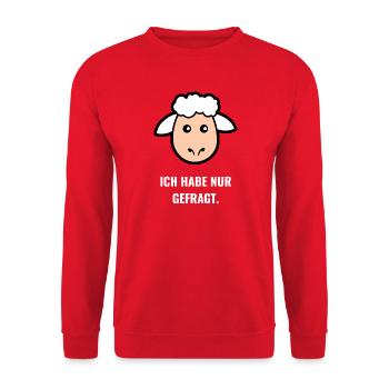 Ich Habe Nur Gefragt. - Unisex Pullover - Rot - Vorne - Alina (178cm) & Michal (187cm)