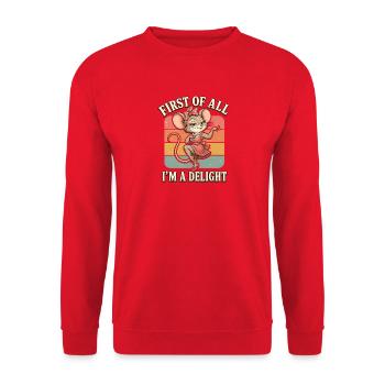 Süße Retro Maus Ballerina Tanzen - Unisex Pullover - Rot - Vorne - Alina (178cm) & Michal (187cm)