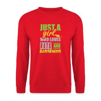 Juste une fille qui fait des rats et jardine ! - Sweat-shirt Unisexe - rouge - Devant - Alina (178cm) & Michal (187cm)