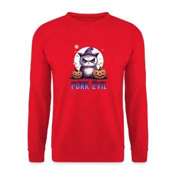Motif Anime Halloween Cat Kawaii | Chibi Cat - Sweat-shirt Unisexe - rouge - Devant - Alina (178cm) & Michal (187cm)