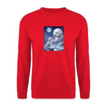 Hurlant à la Lune Mème Chien Bichon Frisé - Sweat-shirt Unisexe - rouge - Devant - Alina (178cm) & Michal (187cm)