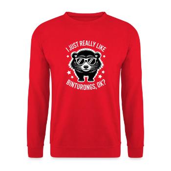 Raccoon Bear Sayings Funny Bear Cat Gift - Unisex Sweatshirt - red - Front - Alina (178cm) & Michal (187cm)