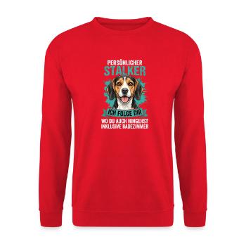 Beagle Stalker  - Unisex Pullover - Rot - Vorne - Alina (178cm) & Michal (187cm)