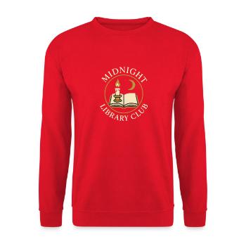 Mitternachtsbibliothek Club Logo - Unisex Pullover - Rot - Vorne - Alina (178cm) & Michal (187cm)