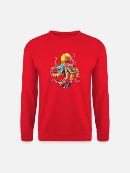Oktopus Kraken Tintenfisch Meer Süßer Oktopus - Unisex Pullover - Rot