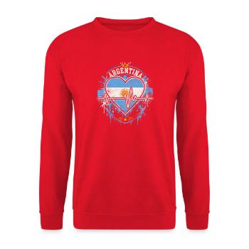 Argentinisches Herzschlag-Logo - Unisex Pullover - Rot - Vorne - Alina (178cm) & Michal (187cm)