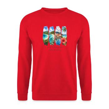 US Virgin Islands – Caribbean Beach & Culture Motif - Unisex Sweatshirt - red - Front - Alina (178cm) & Michal (187cm)