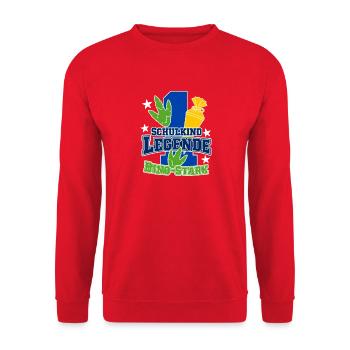 Einschulung Dinosaurier Schulkind Legende Dino-sta - Unisex Sweatshirt - red - Front - Alina (178cm) & Michal (187cm)