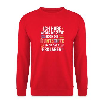 Weder Zeit Noch Buntstifte Erklären Genervt Büro - Unisex Pullover - Rot - Vorne - Alina (178cm) & Michal (187cm)