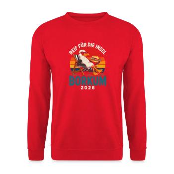 Borkum Insel Relax 2026 - Unisex Pullover - Rot - Vorne - Alina (178cm) & Michal (187cm)