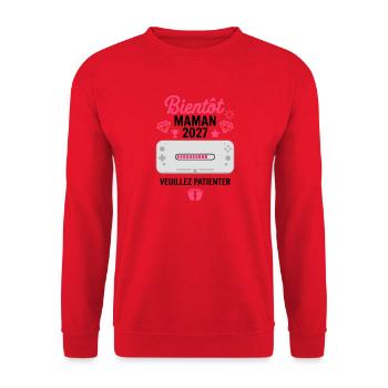 Bientôt Maman 2027 Gamer Annonce Grossesse - Sweat-shirt Unisexe - rouge - Devant - Alina (178cm) & Michal (187cm)