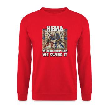 HEMA Fighter Historical Fencing and Chivalrous - Unisex Sweatshirt - red - Front - Alina (178cm) & Michal (187cm)