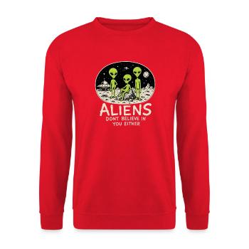 Außerirdische glauben auch nicht an dich - Unisex Pullover - Rot - Vorne - Alina (178cm) & Michal (187cm)