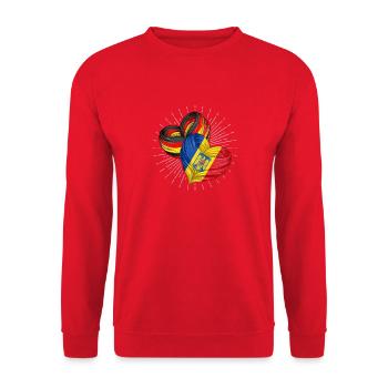Friendship between Germany and Romania - Unisex Sweatshirt - red - Front - Alina (178cm) & Michal (187cm)