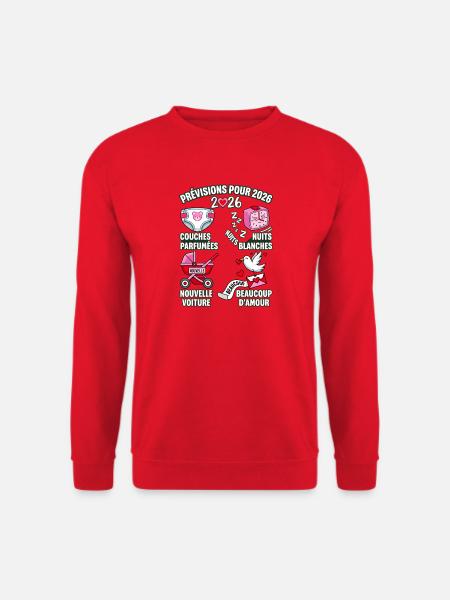 Prévisions 2026 Annonce Grossesse Humour - Sweat-shirt Unisexe - rouge