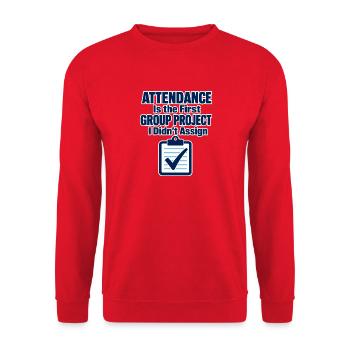 Projet de groupe drôle sur la présence des enseignants Classe J - Sweat-shirt Unisexe - rouge - Devant - Alina (178cm) & Michal (187cm)