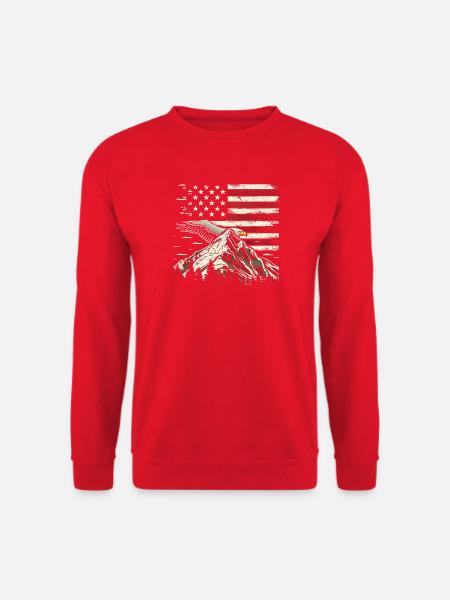 Hiking Patriotic Mountain Trail Backpacking Americ - Unisex Pullover - Rot