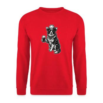 Chien de cow-boy Bière Border Collie drôle - Sweat-shirt Unisexe - rouge - Devant - Alina (178cm) & Michal (187cm)