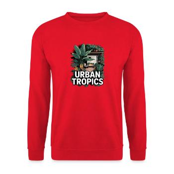 Urban Tropics Tropical Garden - Unisex Sweatshirt - red - Front - Alina (178cm) & Michal (187cm)