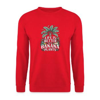 Life Is Better With Banana Plants - Unisex Sweatshirt - red - Front - Alina (178cm) & Michal (187cm)
