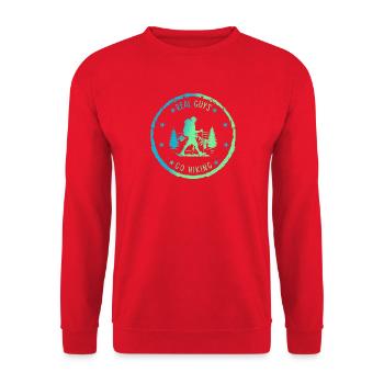 Randonnée d’aventure - Les vrais gars font de la randonnée - Sweat-shirt Unisexe - rouge - Devant - Alina (178cm) & Michal (187cm)