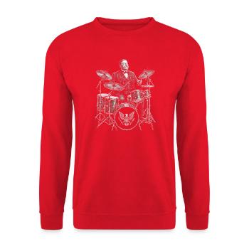 William Howard Taft spielt Schlagzeug - Unisex Pullover - Rot - Vorne - Alina (178cm) & Michal (187cm)
