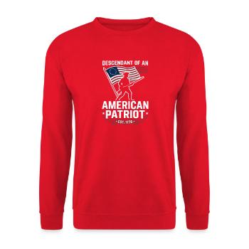 Nachkomme eines Patrioten der Amerikanischen Revol - Unisex Pullover - Rot - Vorne - Alina (178cm) & Michal (187cm)