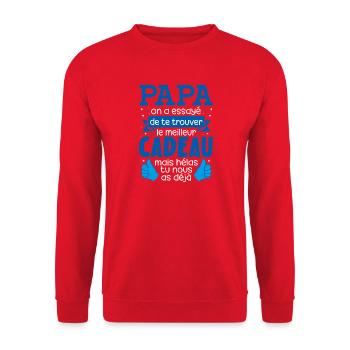 Papa le meilleur cadeau tu nous as déjà drôle - Sweat-shirt Unisexe - rouge - Devant - Alina (178cm) & Michal (187cm)