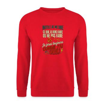 Je ferai comme j'ai envie citation drôle vintage - Sweat-shirt Unisexe - rouge - Devant - Alina (178cm) & Michal (187cm)