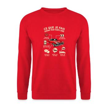 Temps libre passion voiture classique humour - Sweat-shirt Unisexe - rouge - Devant - Alina (178cm) & Michal (187cm)