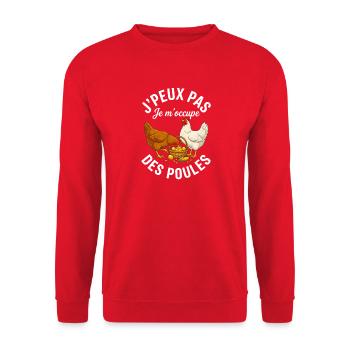 J'peux pas je m'occupe des poules humour - Sweat-shirt Unisexe - rouge - Devant - Alina (178cm) & Michal (187cm)