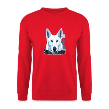 Retro Alpine White Shepherd, Snow Shadow Dog Mom G - Sweat-shirt Unisexe - rouge - Devant - Alina (178cm) & Michal (187cm)