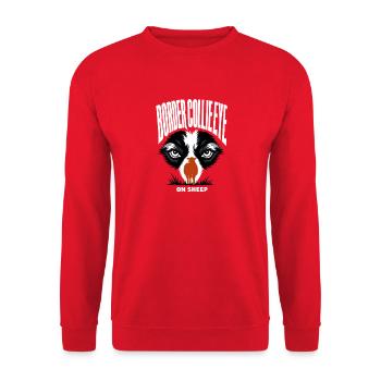 Border Collie Gifts, Border Collie Eye On Sheep - Unisex Sweatshirt - red - Front - Alina (178cm) & Michal (187cm)