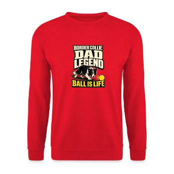 Border Collie, Border Collie Papa Legende Ball ist Li - Unisex Pullover - Rot - Vorne - Alina (178cm) & Michal (187cm)