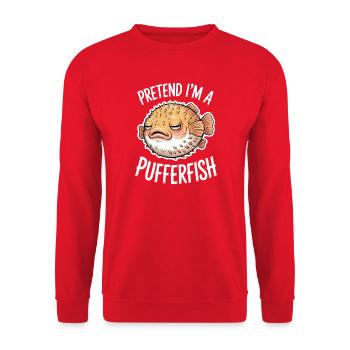 Expressions du poisson-globe : Cadeau amusant du poisson-globe - Sweat-shirt Unisexe - rouge - Devant - Alina (178cm) & Michal (187cm)