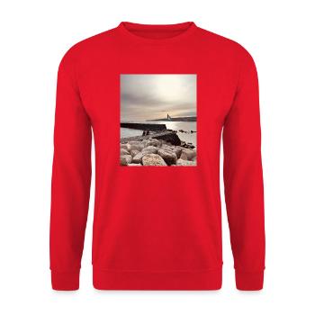 Sunset over pier and rocks - Unisex Sweatshirt - red - Front - Alina (178cm) & Michal (187cm)