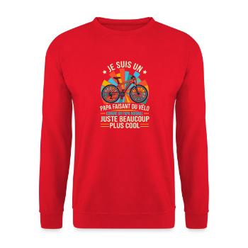 Papa Cycliste Vélo VTT Rétro Cool - Sweat-shirt Unisexe - rouge - Devant - Alina (178cm) & Michal (187cm)