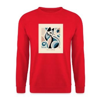 Perfectly Unbothered – Mid Century Cat - Unisex Sweatshirt - red - Front - Alina (178cm) & Michal (187cm)
