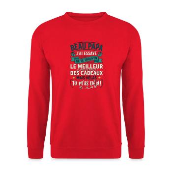 Beau-Papa Humour Meilleur Cadeau Fête Des Pères - Sweat-shirt Unisexe - rouge - Devant - Alina (178cm) & Michal (187cm)