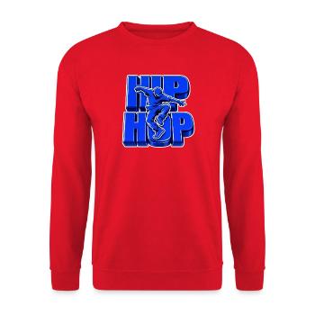 Hip Hop Blue 3D Lettering Dancer Silhouette - Unisex Pullover - Rot - Vorne - Alina (178cm) & Michal (187cm)
