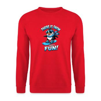 Dicton des sports d’hiver Penguin Snowboard - Sweat-shirt Unisexe - rouge - Devant - Alina (178cm) & Michal (187cm)