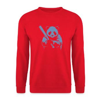 Silhouette minimaliste du joueur de baseball Panda - Sweat-shirt Unisexe - rouge - Devant - Alina (178cm) & Michal (187cm)