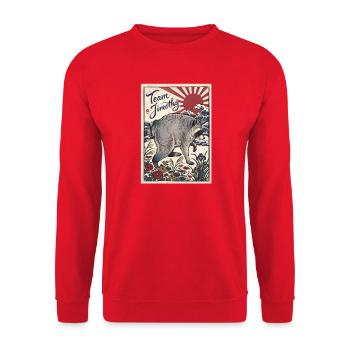 Jimothy Viral Raccoon Funny Team Jimothy - Unisex Sweatshirt - red - Front - Alina (178cm) & Michal (187cm)