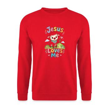 Le dessin animé de Jesus Lamb Love Me - Sweat-shirt Unisexe - rouge - Devant - Alina (178cm) & Michal (187cm)
