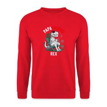 Papasaurus Rex Humor Father's Day Barbecue - Unisex Sweatshirt - red - Front - Alina (178cm) & Michal (187cm)
