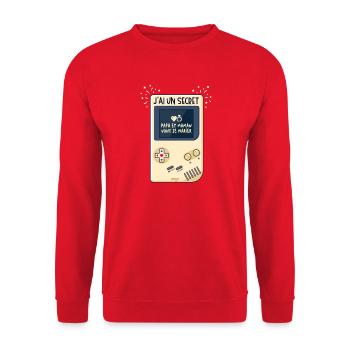 Annonce Mariage Papa Maman Secret Style Rétro - Sweat-shirt Unisexe - rouge - Devant - Alina (178cm) & Michal (187cm)