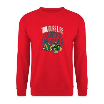 Futur Papa Humour Petits Caractères - Sweat-shirt Unisexe - rouge - Devant - Alina (178cm) & Michal (187cm)