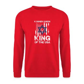 Reine casher King Of The USA Flag Star - Sweat-shirt Unisexe - rouge - Devant - Alina (178cm) & Michal (187cm)