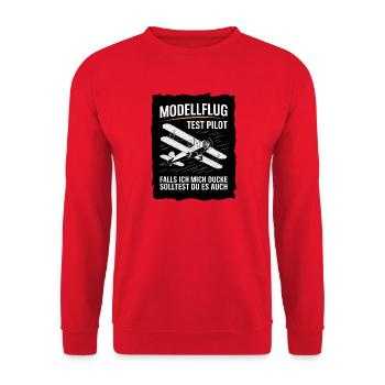  Modellflug Test Pilot Falls Ich Mich Ducke - Unisex Pullover - Rot - Vorne - Alina (178cm) & Michal (187cm)