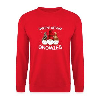 Mit meinen Gnomies abhängen - Unisex Pullover - Rot - Vorne - Alina (178cm) & Michal (187cm)